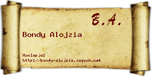 Bondy Alojzia névjegykártya